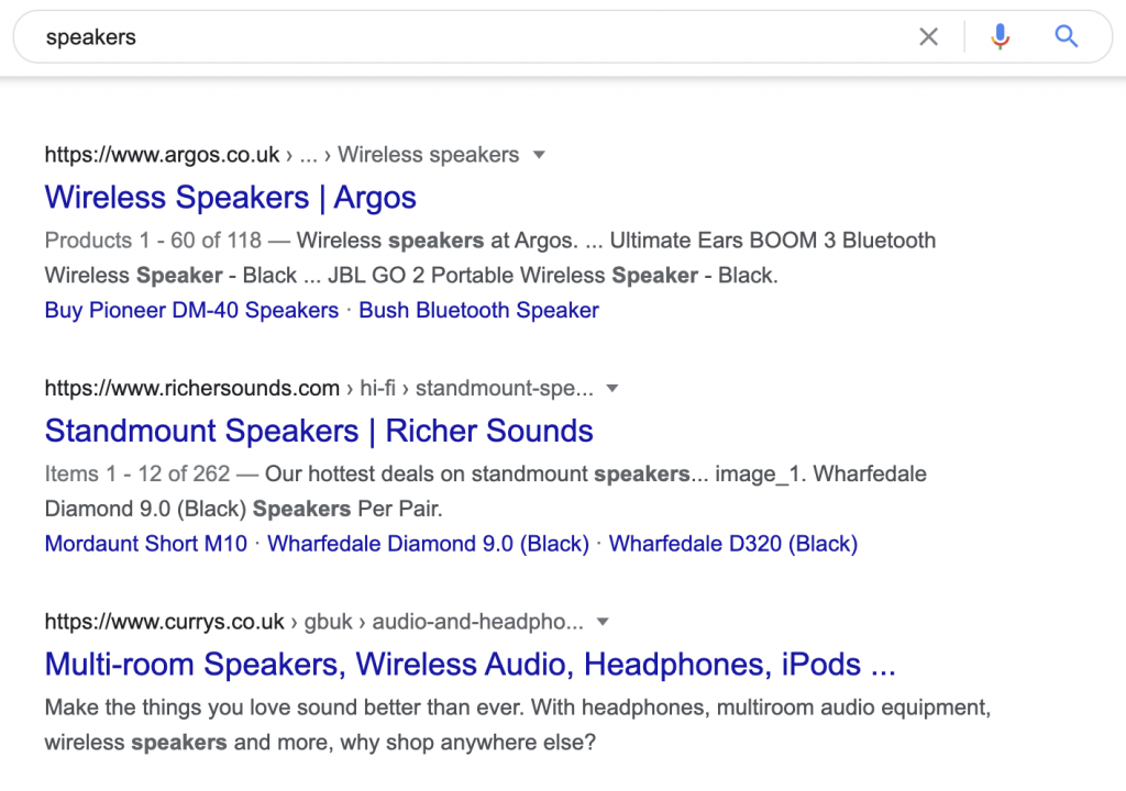 匹配搜尋意圖 - speakers