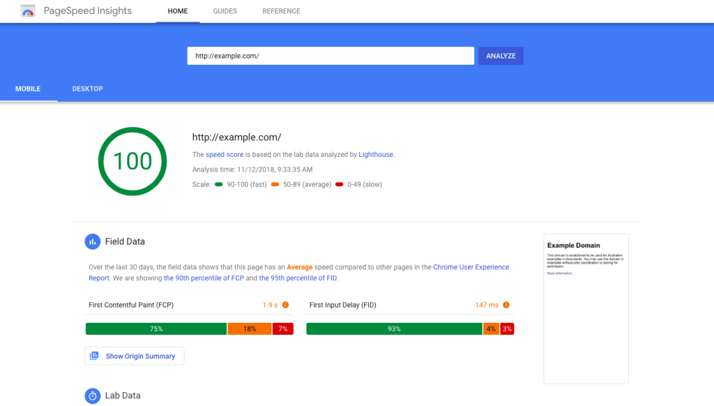 Google Page Speed Insights（PSI）