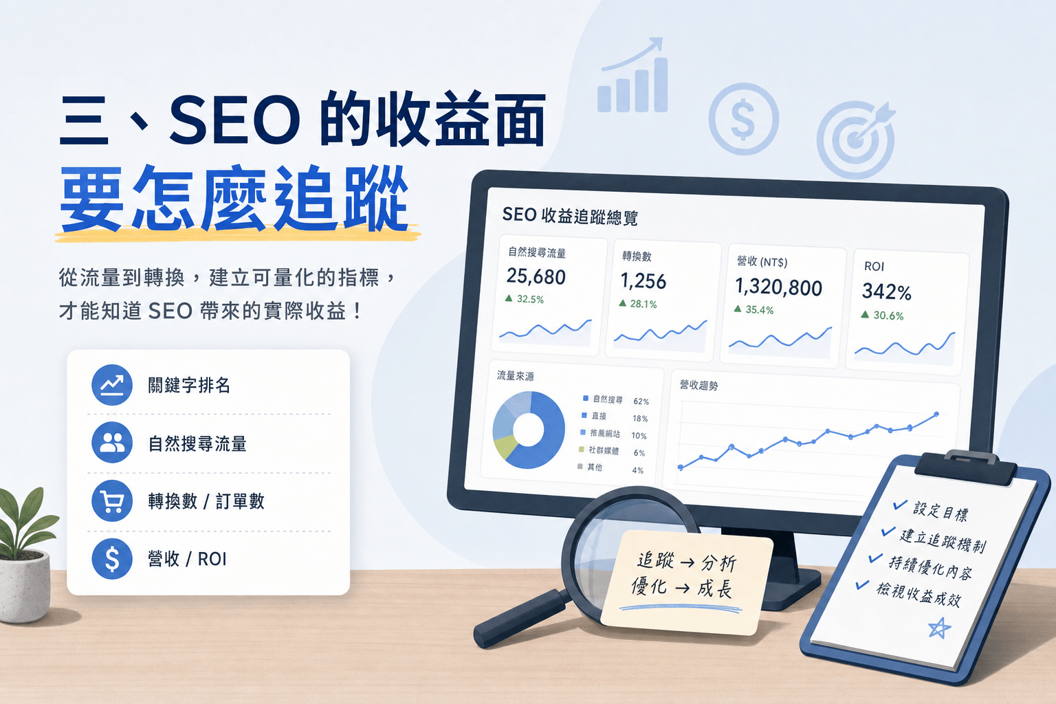 SEO 的投資報酬率怎麼估?中小企業可用的算法 3 SEO 投資報酬率的收益面怎麼追蹤
