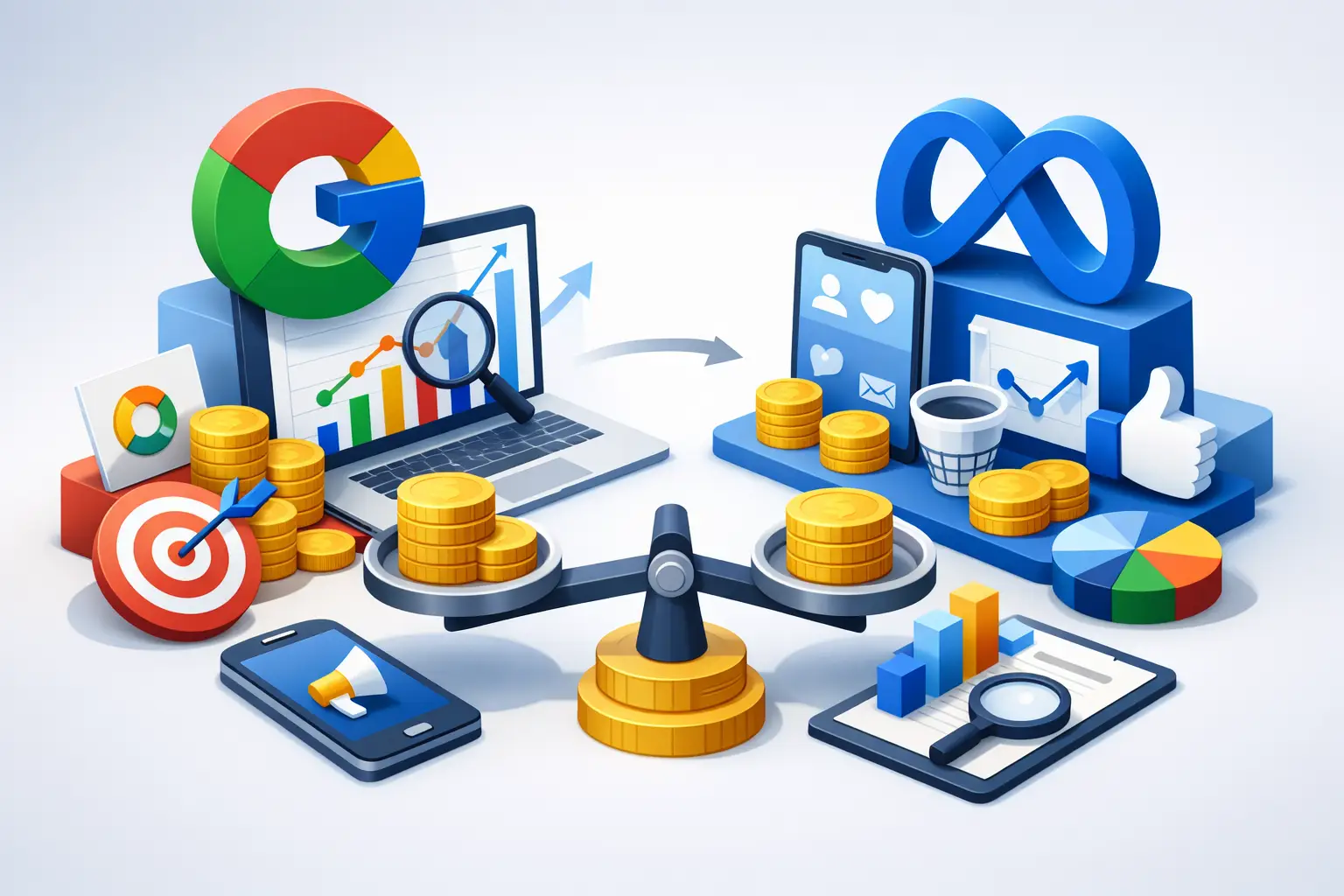 Home-數位行銷服務 18 Google廣告與Meta廣告比較,中小企業如何分配預算並建立可追蹤轉單策略
